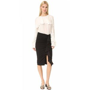 Veronica Beard Drew Cascade Ruffle Pencil Skirt - Black